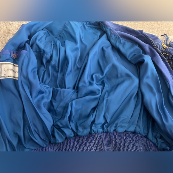 Vintage Gianni Versace 1990 Suede Leather Unisex Jacket With Beaded Fringe - Picture 10 of 17